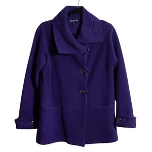 Jones New York Women's Wool Jacket Cardigan Knit Pockets Purple Size Small